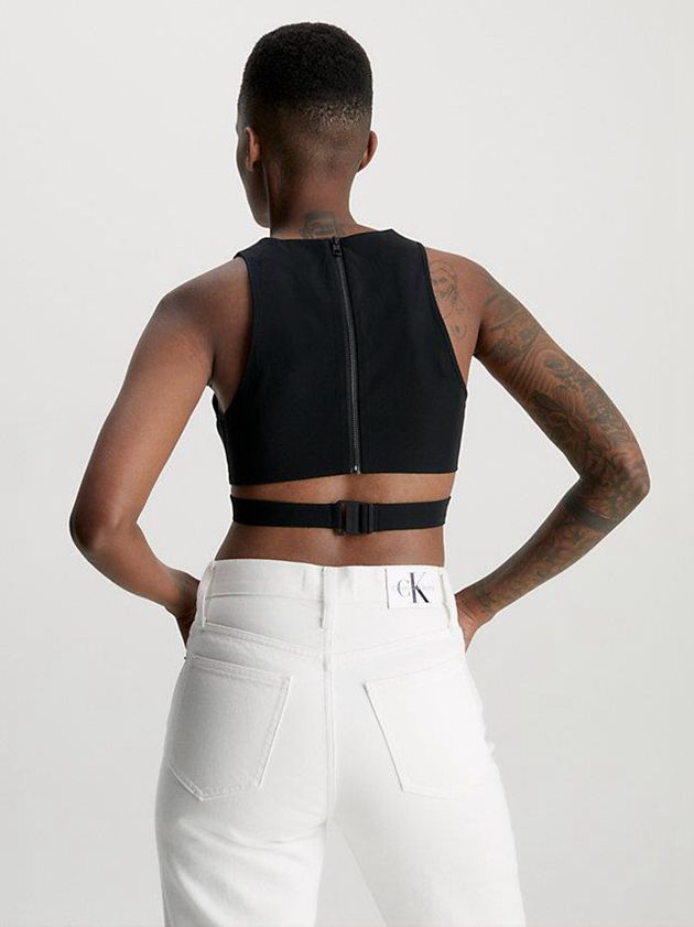 Black Calvin Klein Cut Out Zip Back Women Top | GICZ-46259