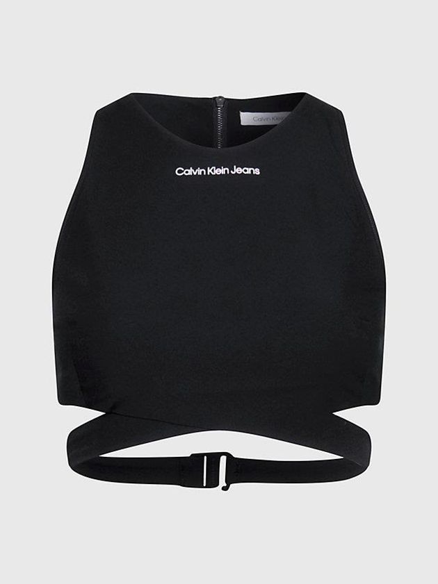 Black Calvin Klein Cut Out Zip Back Women Top | GICZ-46259