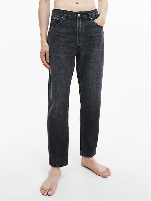 Black Calvin Klein Dad Men Jeans | VXMC-13658