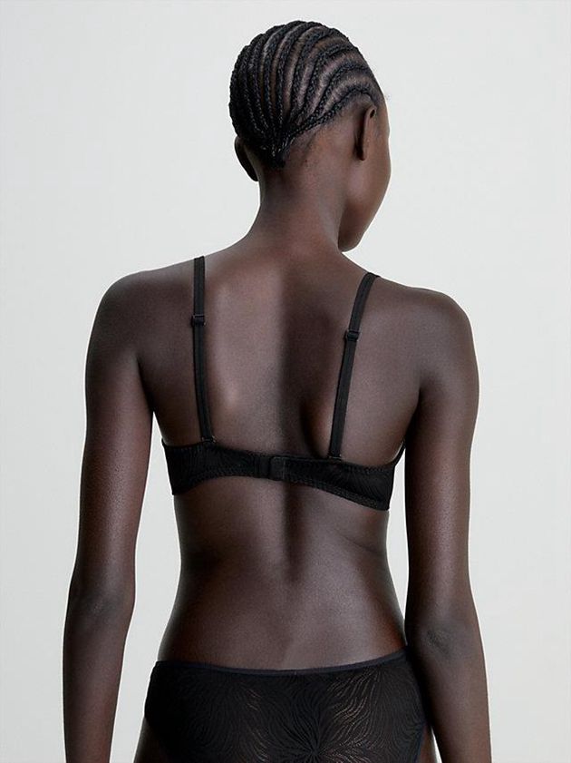 Black Calvin Klein Demi - Sheer Marquisette Women Bra | INPH-56941