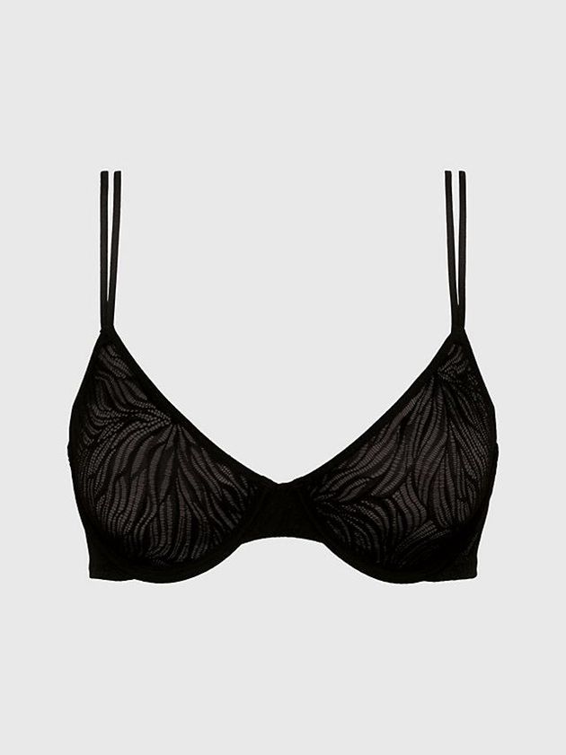 Black Calvin Klein Demi - Sheer Marquisette Women Bra | INPH-56941