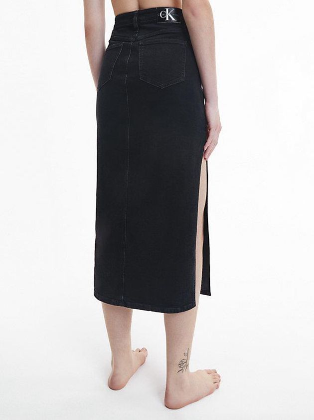 Black Calvin Klein Denim Maxi Women Skirt | EVBA-52709