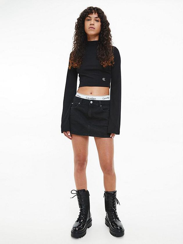 Black Calvin Klein Denim Micro Mini Women Skirt | TEQZ-72346