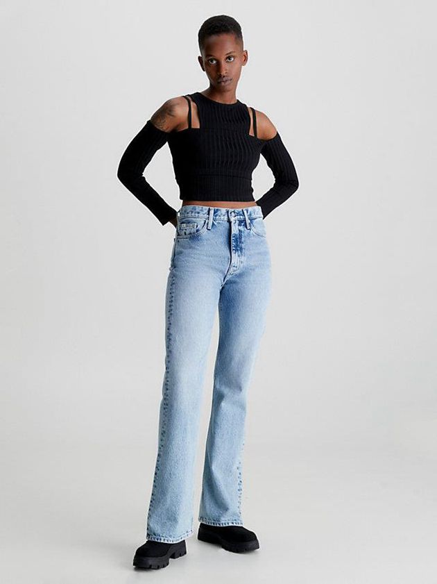 Black Calvin Klein Double Layer Cut Out Women Top | SGVD-58692