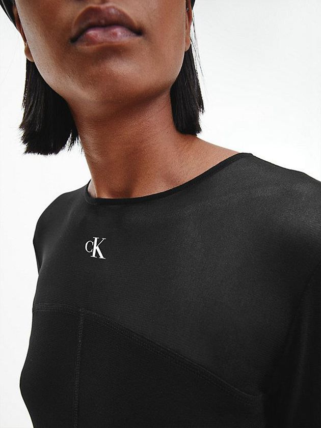 Black Calvin Klein Double Layer Mesh Bodycon Women Dress | USNM-78512