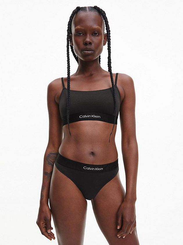 Black Calvin Klein Embossed Icon Women Bra | XOGI-32810