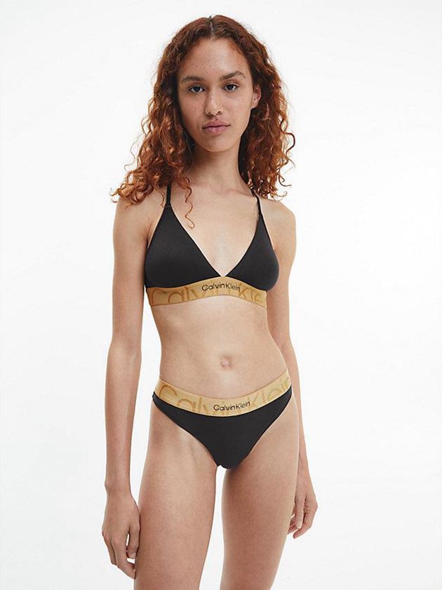 Black Calvin Klein Embossed Icon Women Thong | FVWY-02986