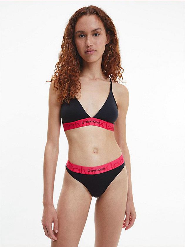 Black Calvin Klein Embossed Icon Women Thong | YMGH-28439