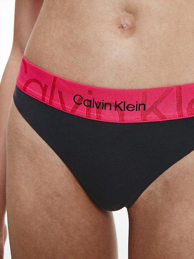 Black Calvin Klein Embossed Icon Women Thong | YMGH-28439