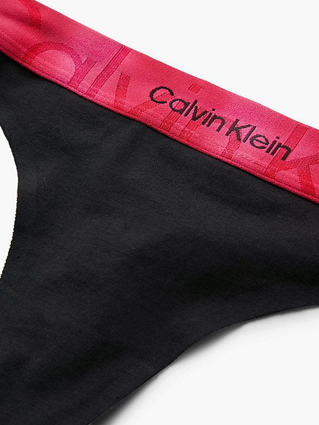 Black Calvin Klein Embossed Icon Women Thong | YMGH-28439
