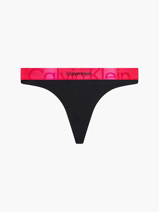 Black Calvin Klein Embossed Icon Women Thong | YMGH-28439