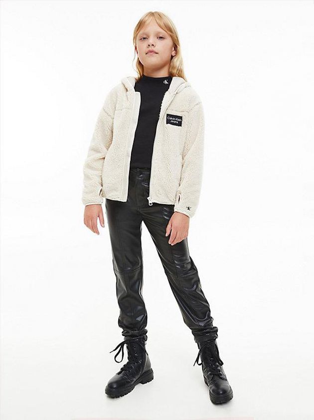 Black Calvin Klein Faux Leather Girls's Joggers | COZY-14258