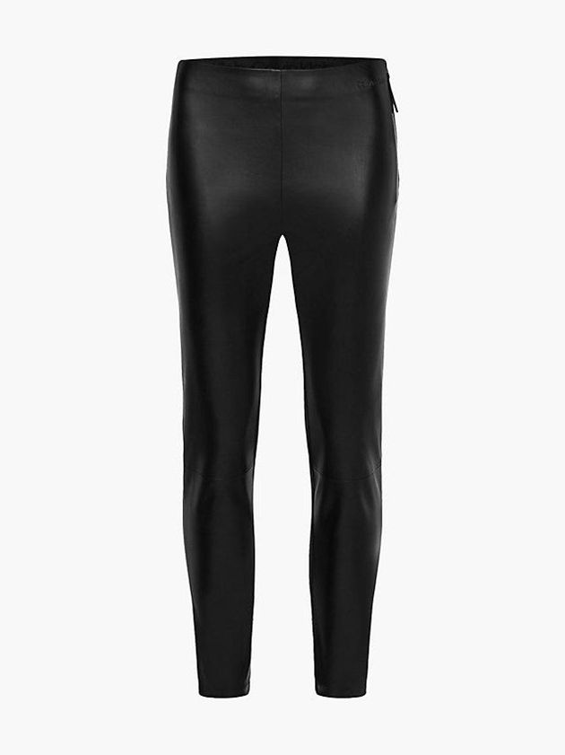 Black Calvin Klein Faux Leather Women Leggings | RJPS-04719