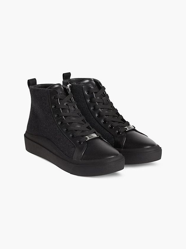 Black Calvin Klein Felt High-Top Women Sneakers | DEPK-90861