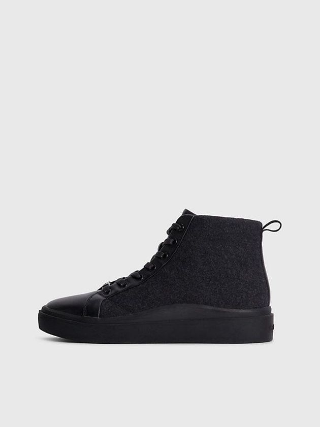 Black Calvin Klein Felt High-Top Women Sneakers | DEPK-90861