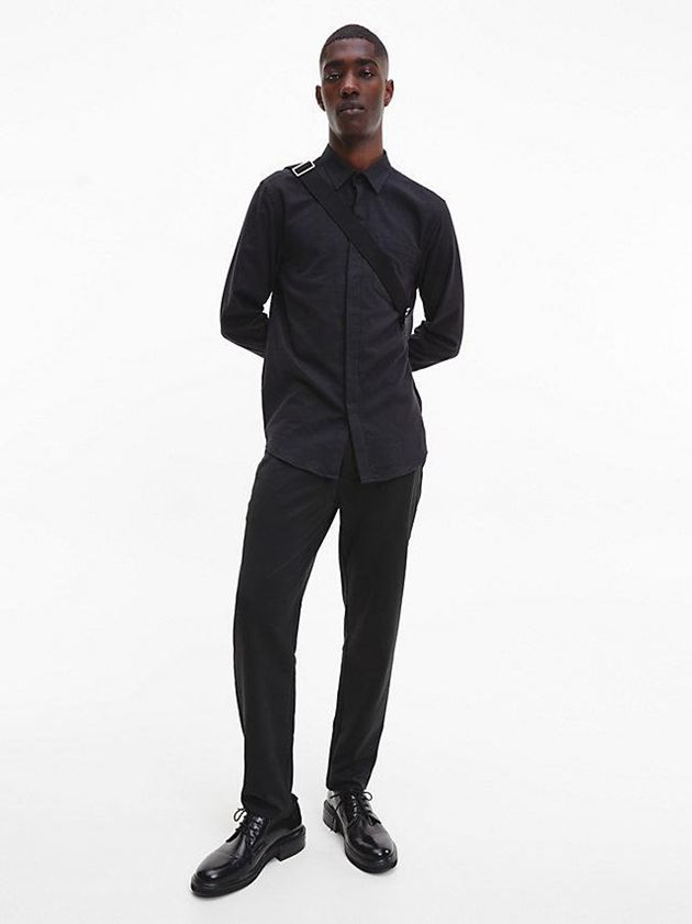 Black Calvin Klein Flannel Men Shirts | CRFD-84106