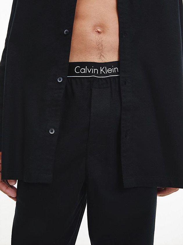 Black Calvin Klein Flannel Pyjama Men Pants | PCOU-69350