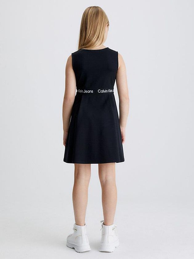 Black Calvin Klein Flared Milano Girls's Dress | NXFO-37429