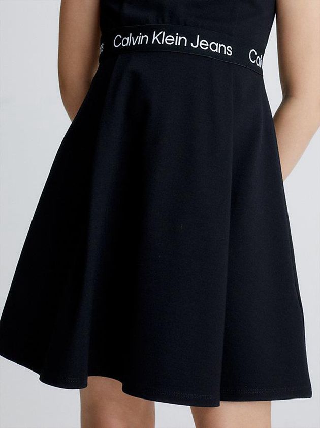 Black Calvin Klein Flared Milano Girls's Dress | NXFO-37429