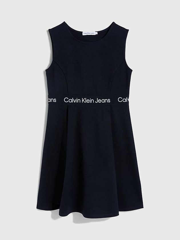 Black Calvin Klein Flared Milano Girls's Dress | NXFO-37429
