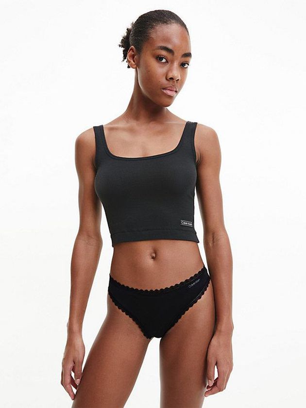Black Calvin Klein Flirty Women Thong | RKLY-96045