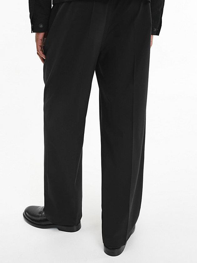 Black Calvin Klein Gabardine Wide Leg Men Pants | CZGT-53678