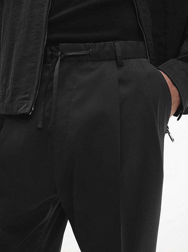 Black Calvin Klein Gabardine Wide Leg Men Pants | CZGT-53678
