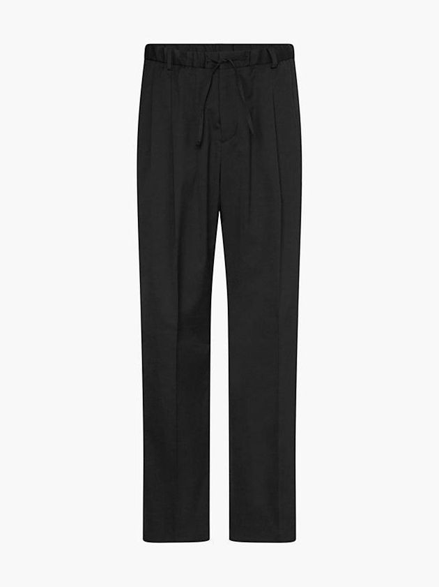 Black Calvin Klein Gabardine Wide Leg Men Pants | CZGT-53678