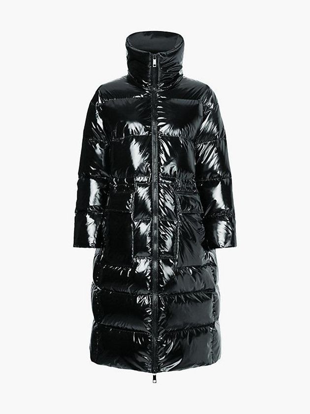 Black Calvin Klein Glossy Nylon Down Puffer Women Coat | FEJQ-95867