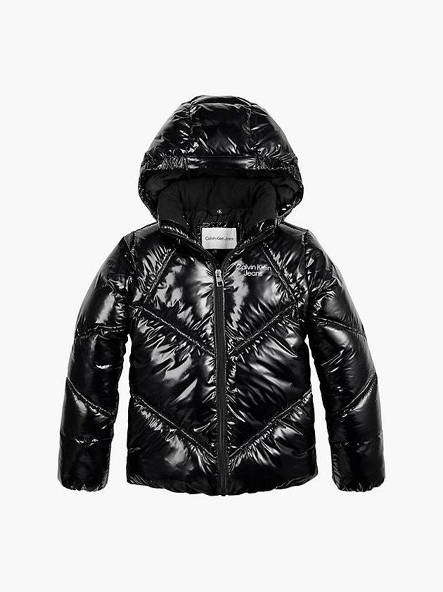 Black Calvin Klein Glossy Puffer Girls's Jacket | GDBF-37249