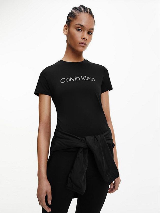 Black Calvin Klein Gym Women T-Shirt | GKMA-31842