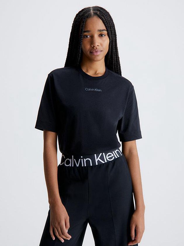 Black Calvin Klein Gym Women T-Shirt | MNUD-31526