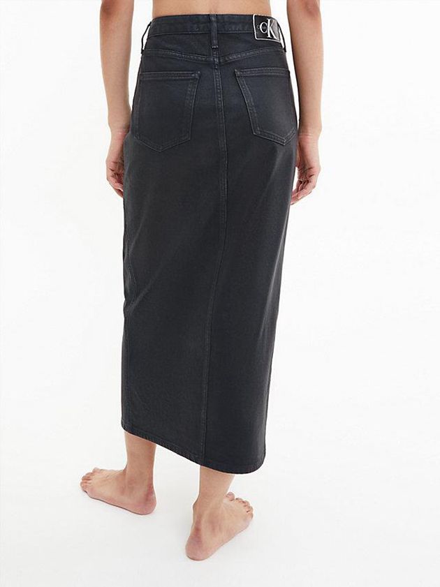 Black Calvin Klein High Rise Denim Maxi Women Skirt | MFZC-13758
