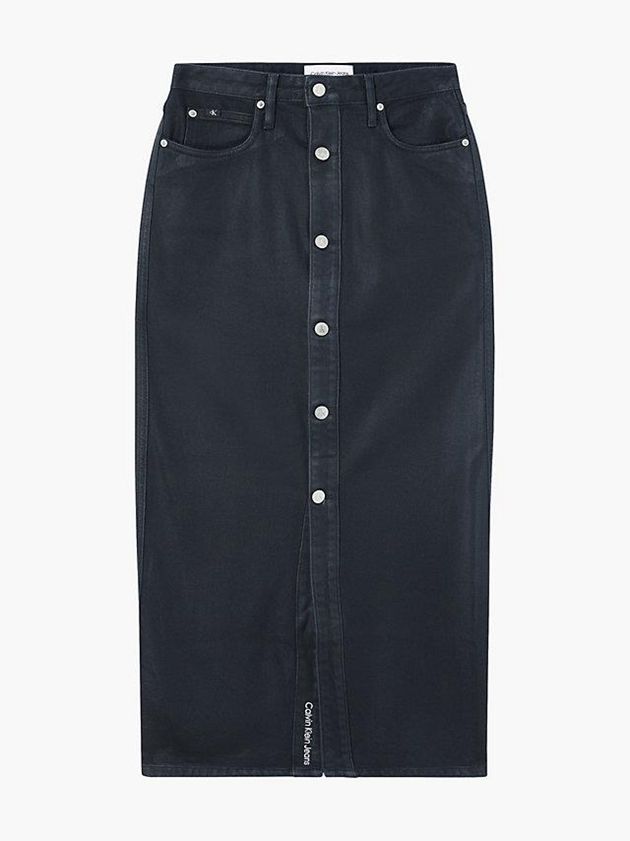 Black Calvin Klein High Rise Denim Maxi Women Skirt | MFZC-13758