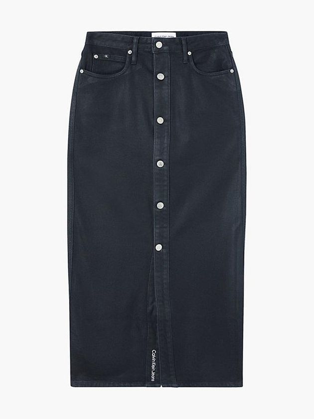 Black Calvin Klein High Rise Denim Maxi Women Skirt | MFZC-13758