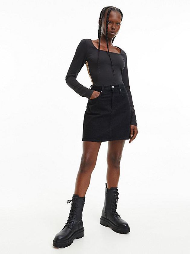 Black Calvin Klein High Rise Denim Mini Women Skirt | OQAB-75129