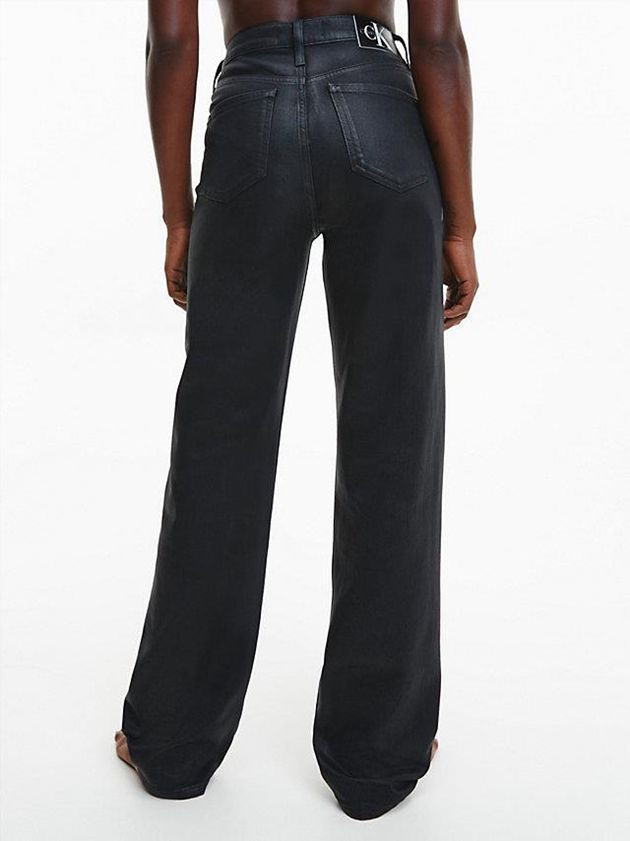 Black Calvin Klein High Rise Straight Coated Women Jeans | EAUL-59287
