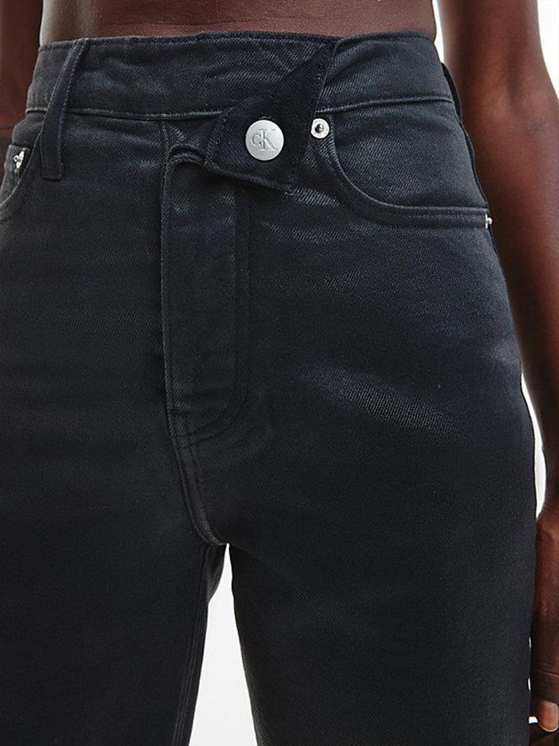 Black Calvin Klein High Rise Straight Coated Women Jeans | EAUL-59287