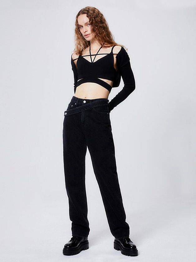 Black Calvin Klein High Rise Straight Women Jeans | UWSR-08365