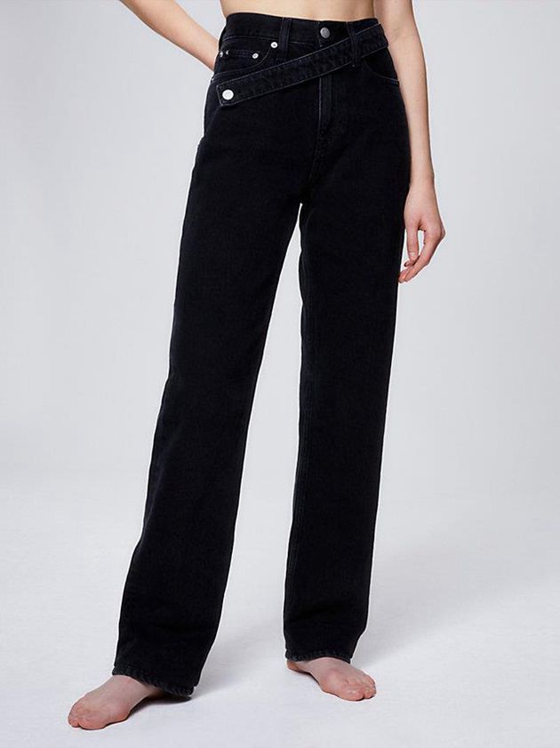 Black Calvin Klein High Rise Straight Women Jeans | UWSR-08365
