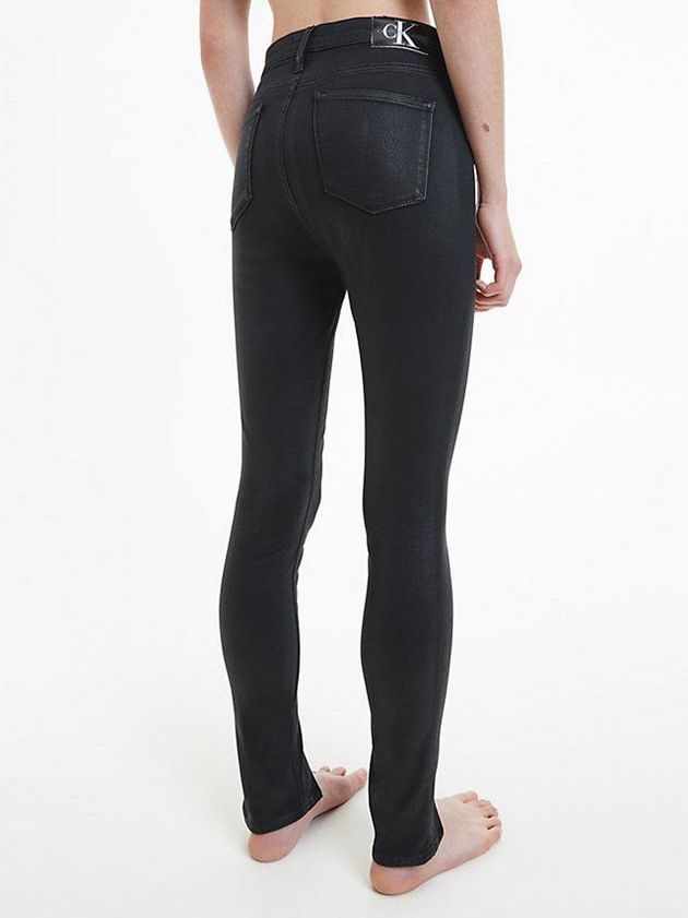 Black Calvin Klein High Rise Super Skinny Coated Women Jeans | NYHU-84619