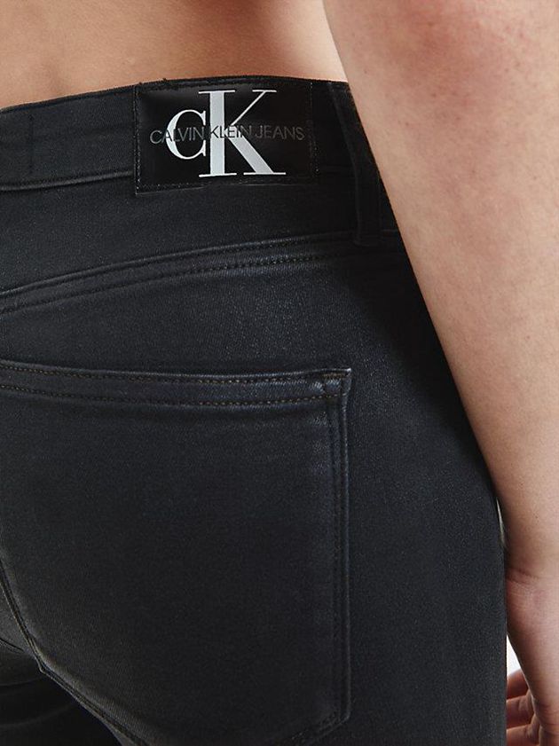 Black Calvin Klein High Rise Super Skinny Coated Women Jeans | NYHU-84619