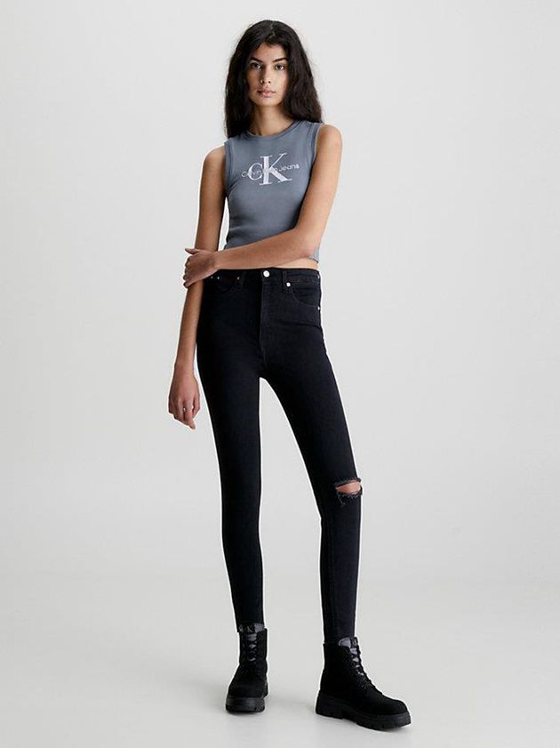 Black Calvin Klein High Rise Super Skinny Ankle Women Jeans | VGFA-81043