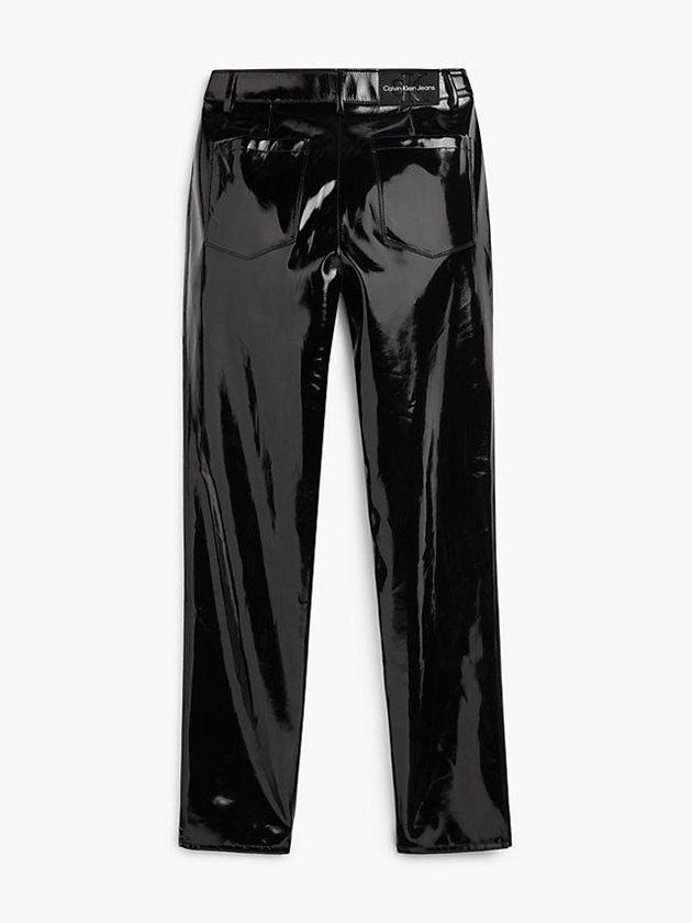 Black Calvin Klein High Shine Faux Leather Women Pants | QSGX-78024