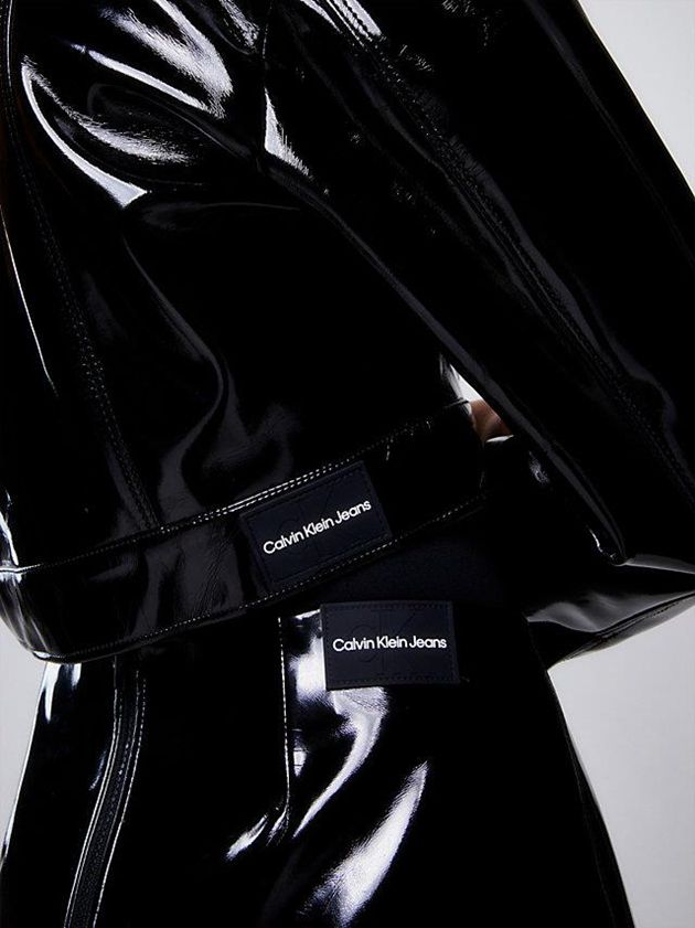 Black Calvin Klein High Shine Faux Leather Mini Women Skirt | OKWP-02759