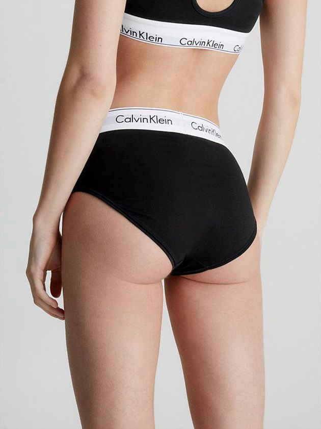 Black Calvin Klein High Waisted Bikini - Modern Cotton Women Briefs | HLGR-15740
