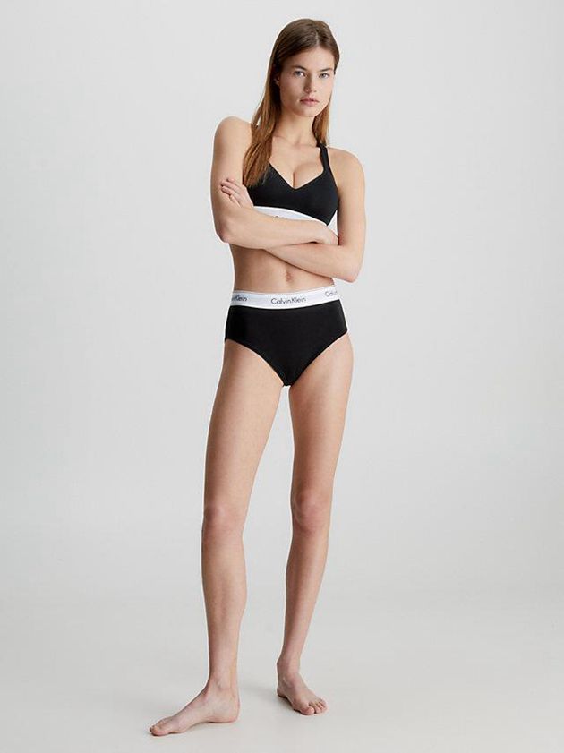 Black Calvin Klein High Waisted Bikini - Modern Cotton Women Briefs | HLGR-15740