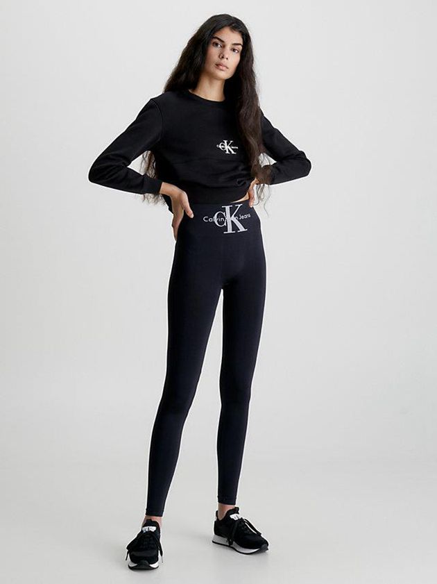 Black Calvin Klein High Waisted Women Leggings | NOJP-12967