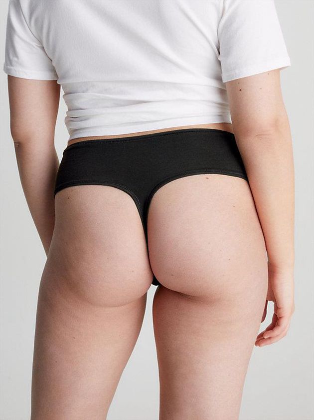 Black Calvin Klein High Waisted - Flex Fit Women Thong | ZOEF-19420