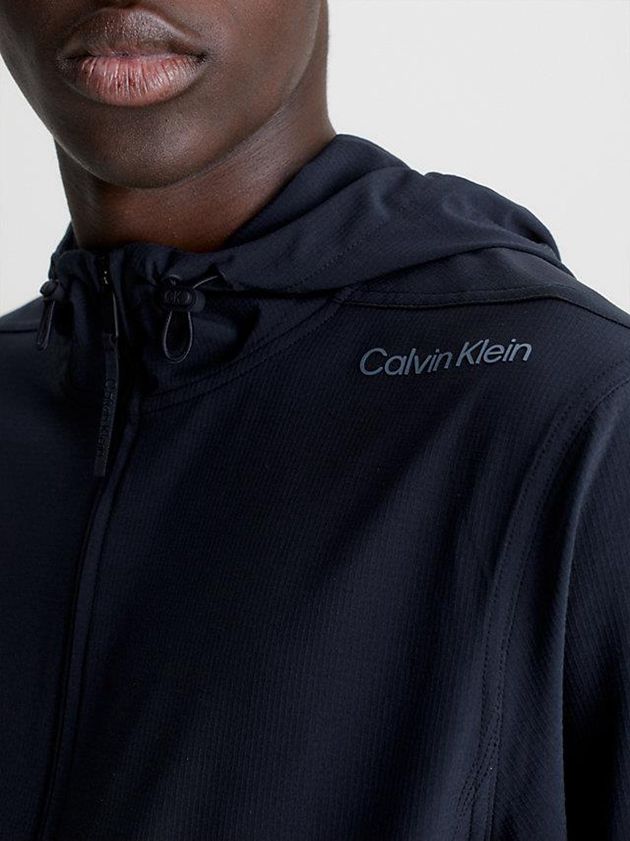 Black Calvin Klein Hooded Windbreaker Men Jacket | RTFX-60491